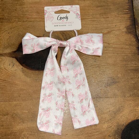 Goody X LoveShackFancy Blue Ruffle Bow Elastic Hair Tie - Rose Beaux - Picture 2 of 4